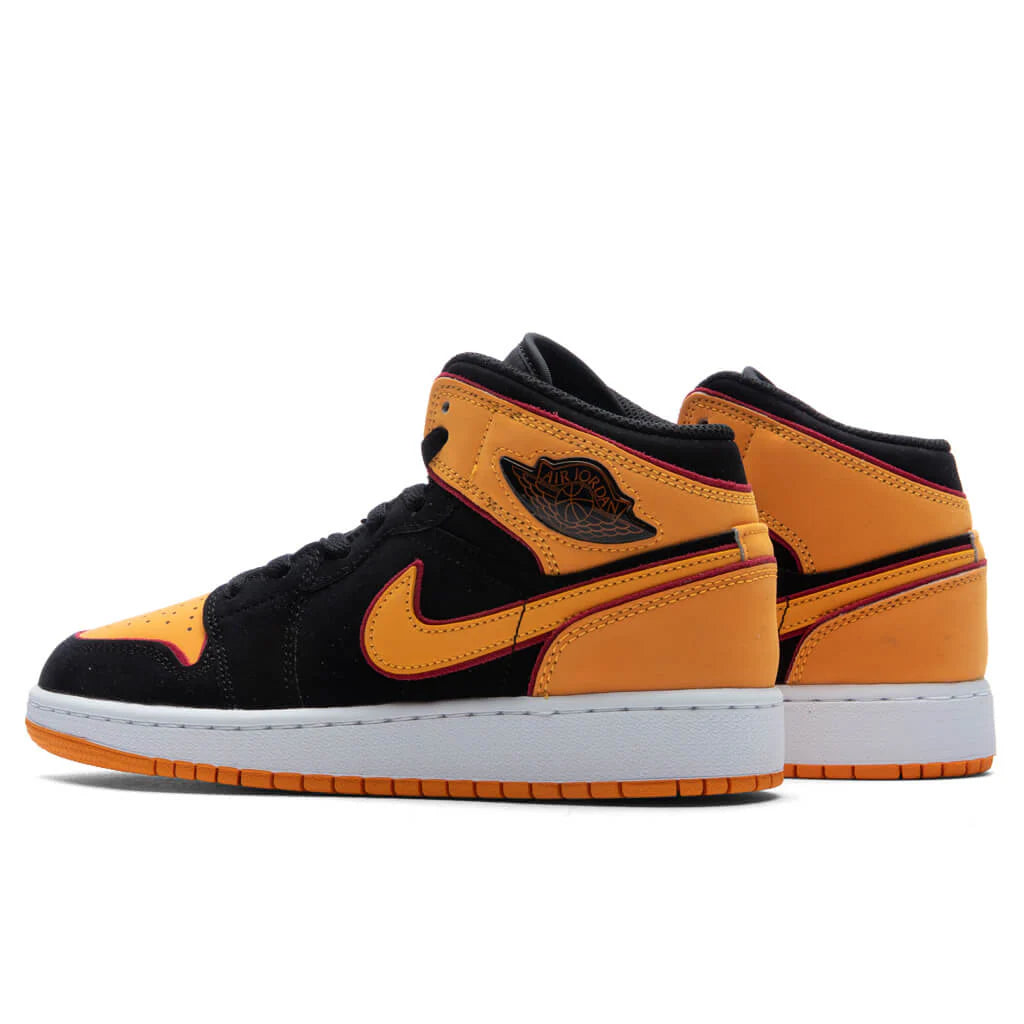 Air Jordan 1 Mid SE GS Black Vivid Orange Cardinal Red