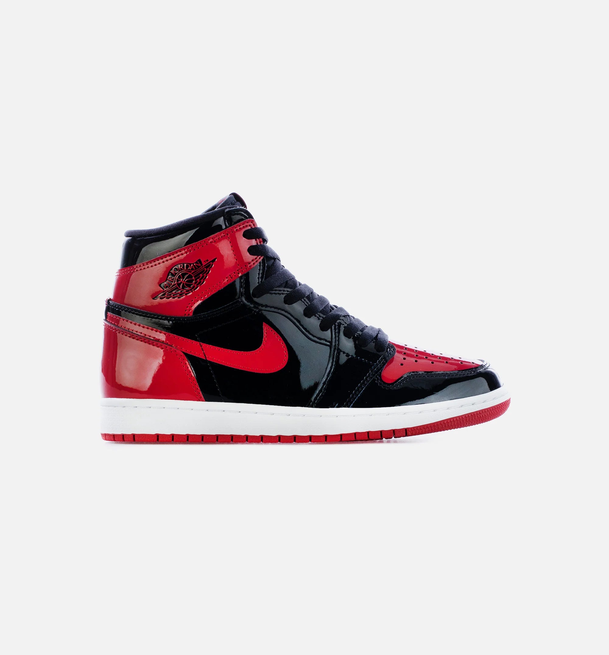 Air Jordan 1 High OG Patent Bred Mens Lifestyle Shoes Black White Varsity Red Limit One Per Customer
