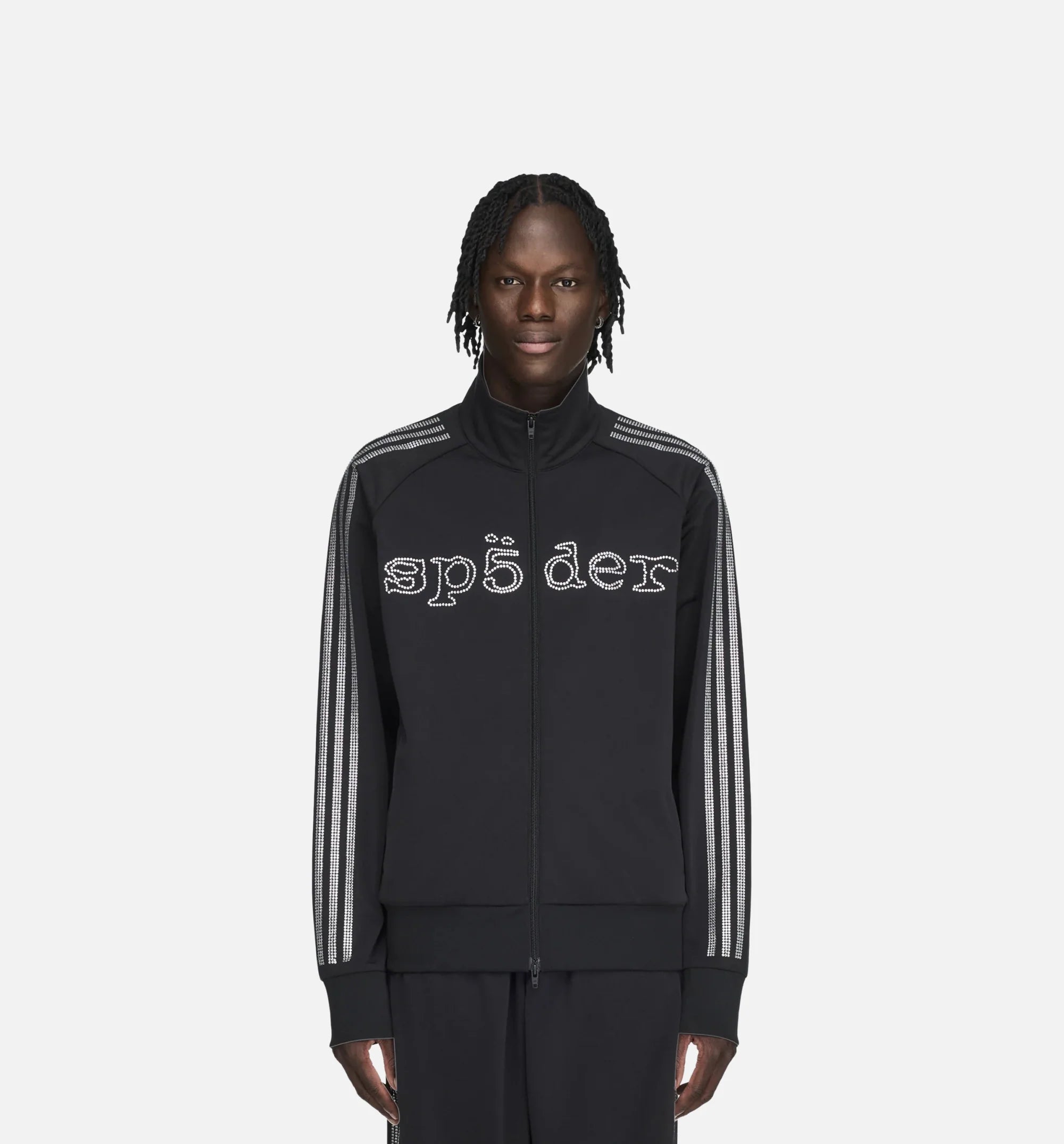 Sp5der Rhinestone Tracktop Mens Jacket Black