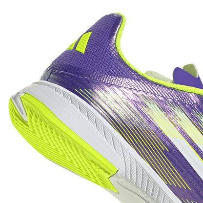 adidas F50 League Indoor Soccer Shoes Kids Purple White Lemon