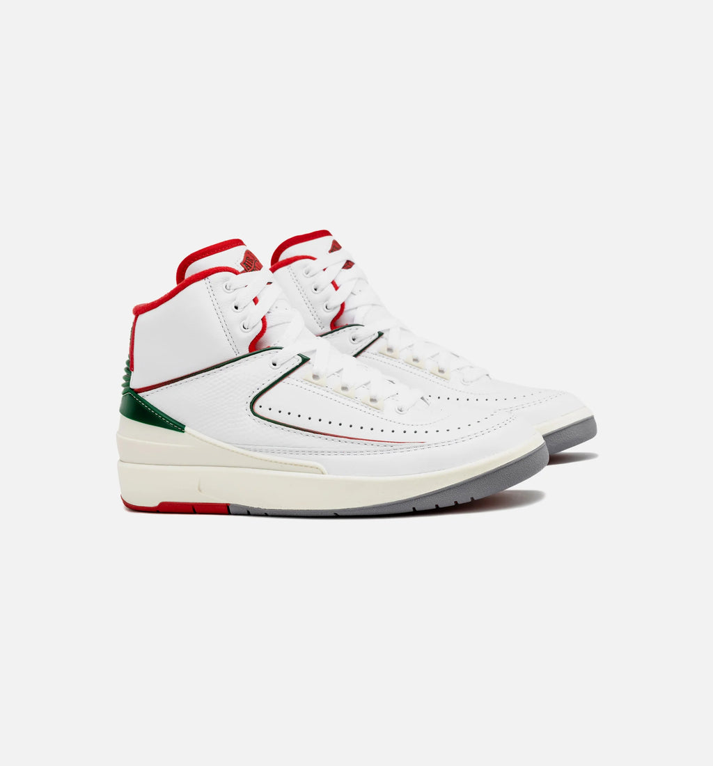 Air Jordan 2 Retro Italy Grade School Lifestyle Shoe White Fire Red