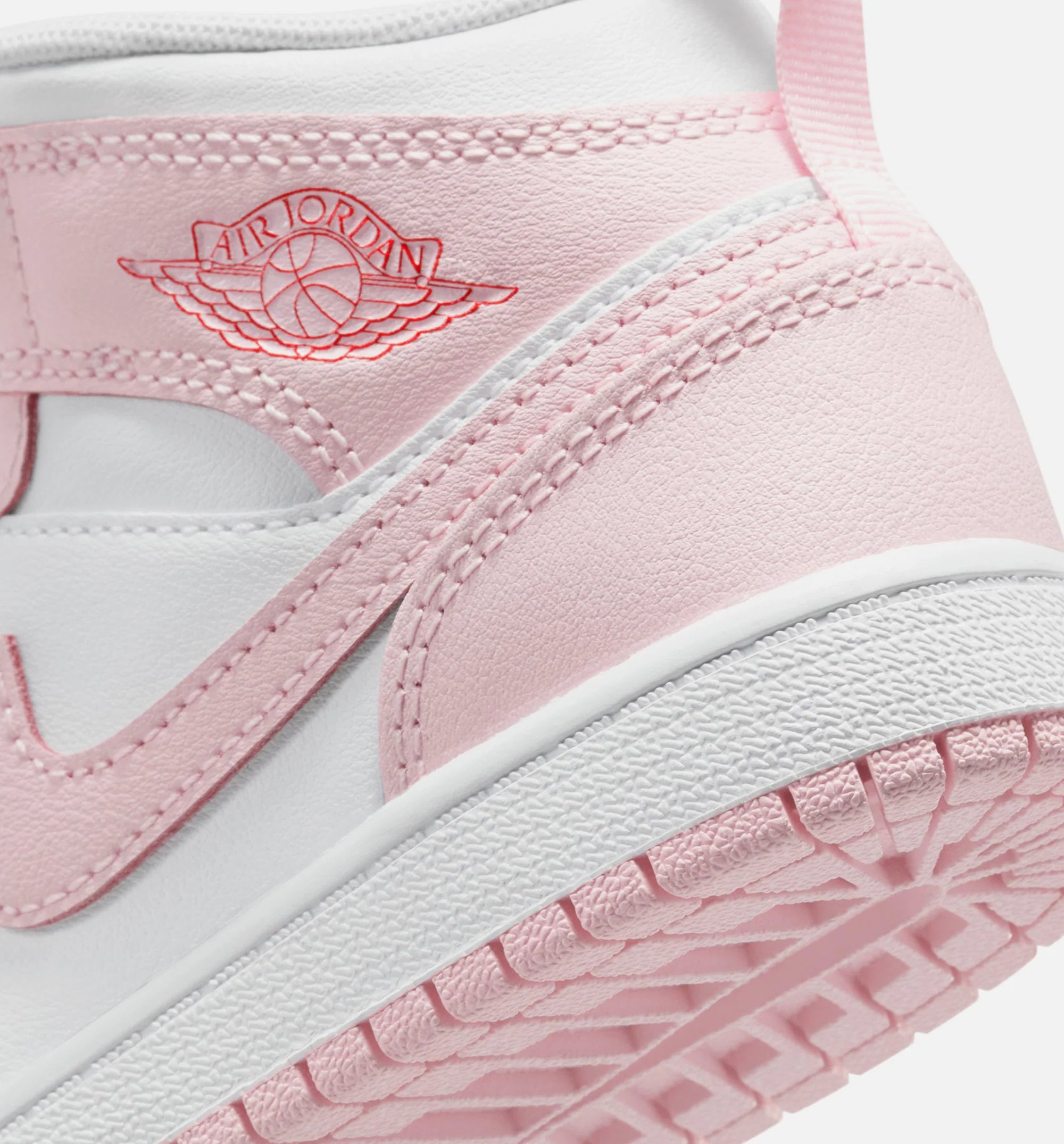 Air Jordan 1 Mid Preschool Lifestyle Shoe Pink Foam Fire Red White