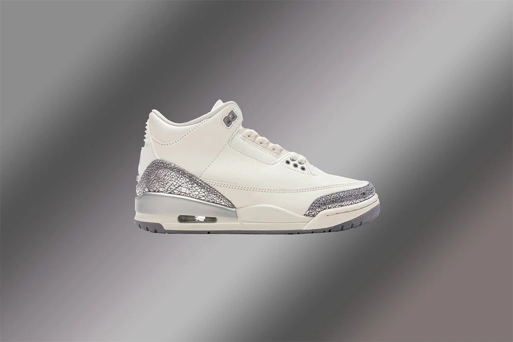 Womens Air Jordan 3 Retro Sail Cement Grey Metallic Silver