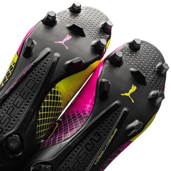 PUMA Evospeed 15 Tricks FG Firm Ground Soccer Cleats Pink Glo Safety Yellow