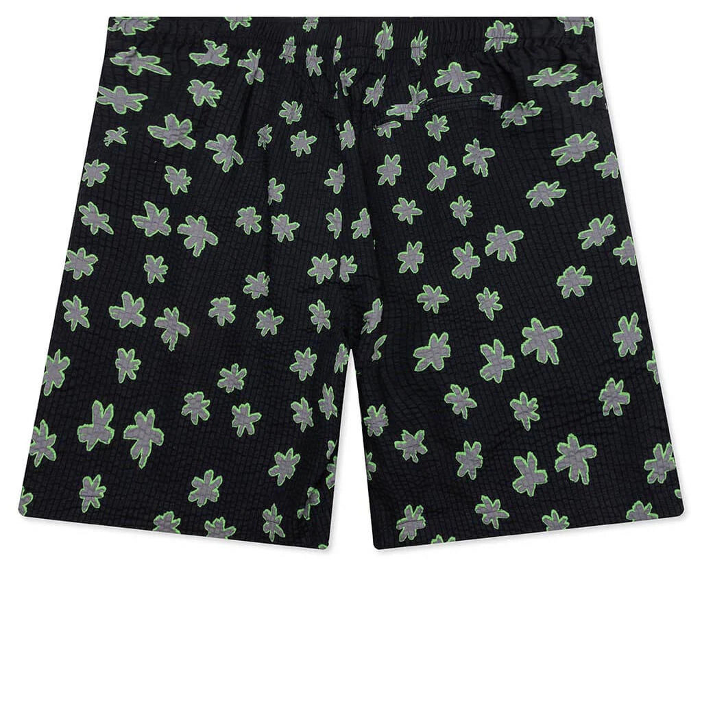 Floral Seersucker Shorts Black