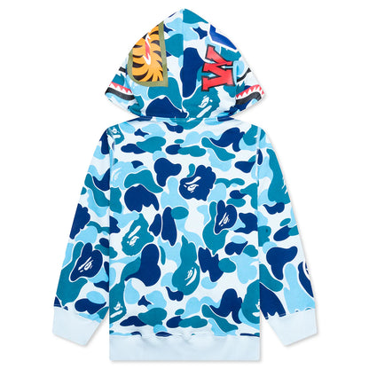 Kids Abc Camo Shark Zip Hoodie Blue