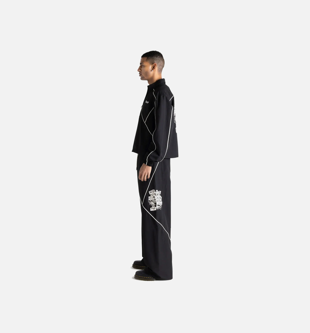 Washed Twill Mens Pant Black White