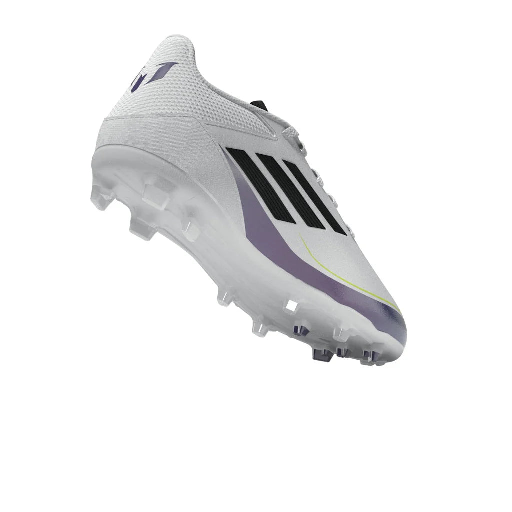 adidas Kids F50 League FG MG Messi Multi Ground Soccer Cleats White Black Purple