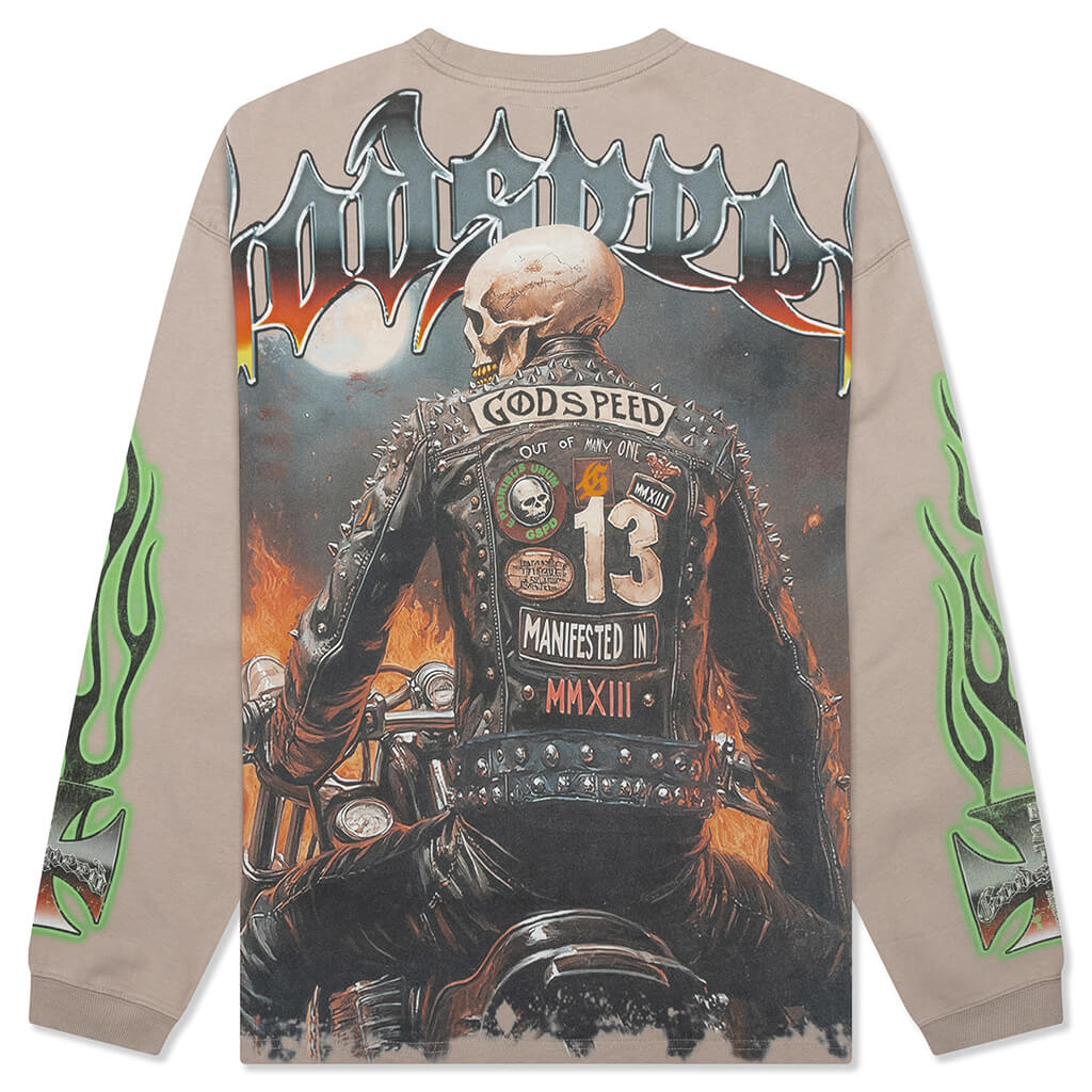 Biker Nation L S T Shirt Stone Grey