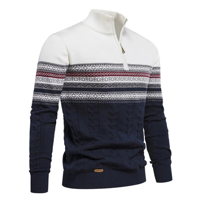 Mens Half Zip Stand Collar Polo Sweater