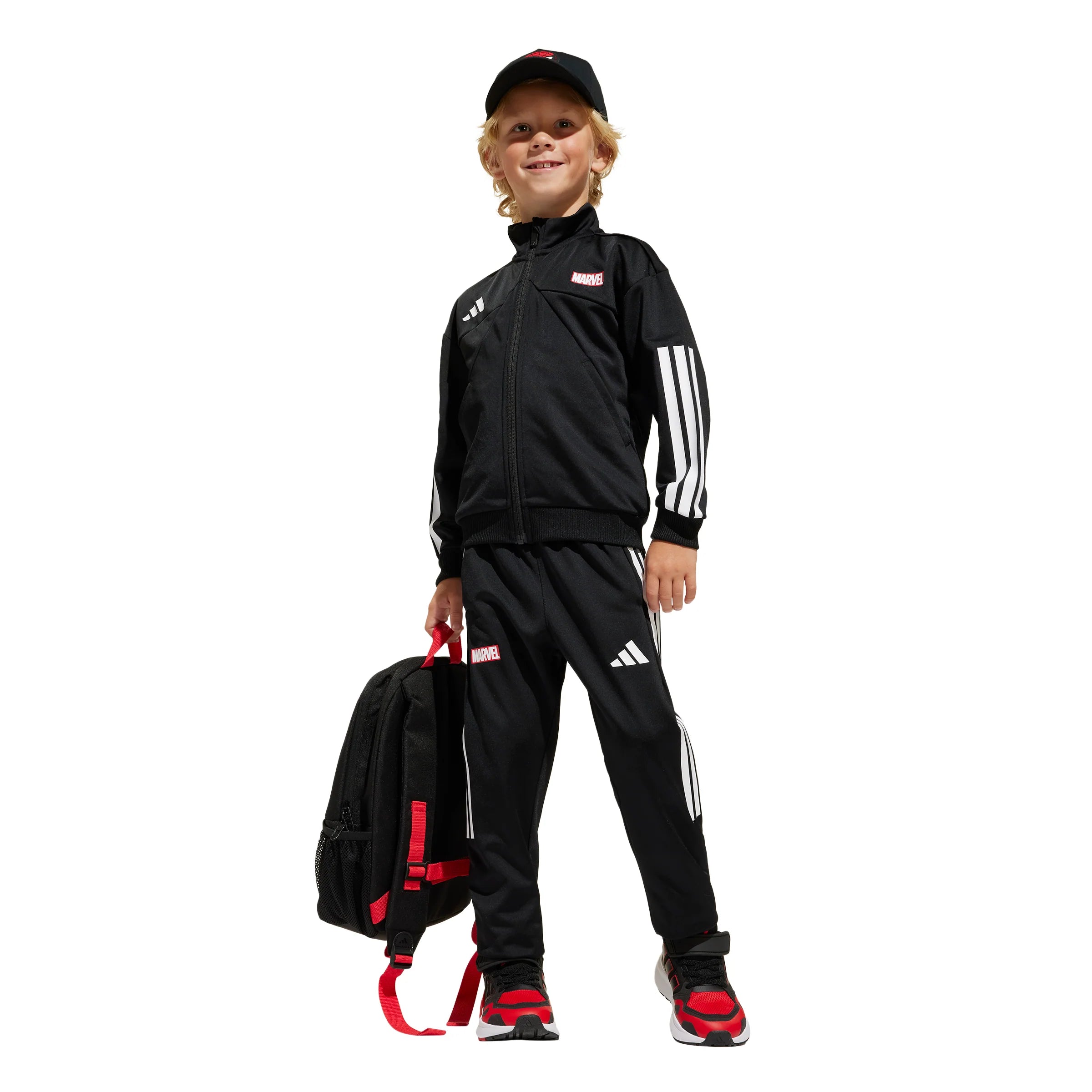 adidas Marvel Spider Man Youth Tiro Suit Black White