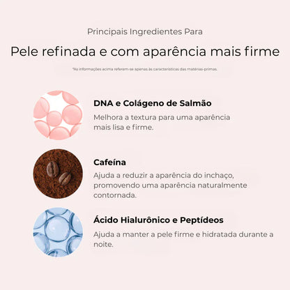 Máscara Noturna PDRN Cafeína Rosa Hidratação e Firmeza