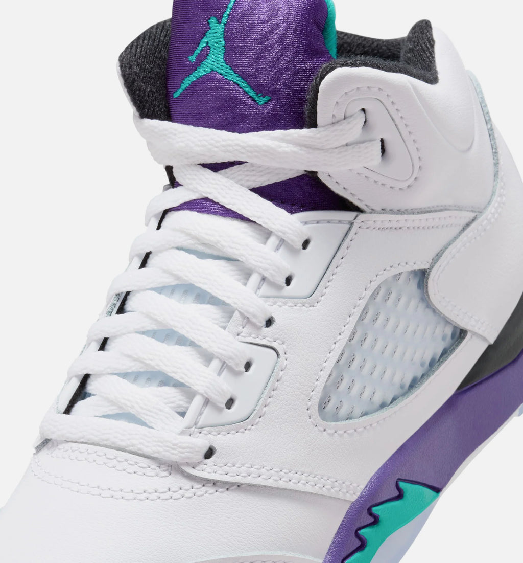 Air Jordan 5 Retro Grape Preschool Lifestyle Shoe White New Emerald Grape Ice Black