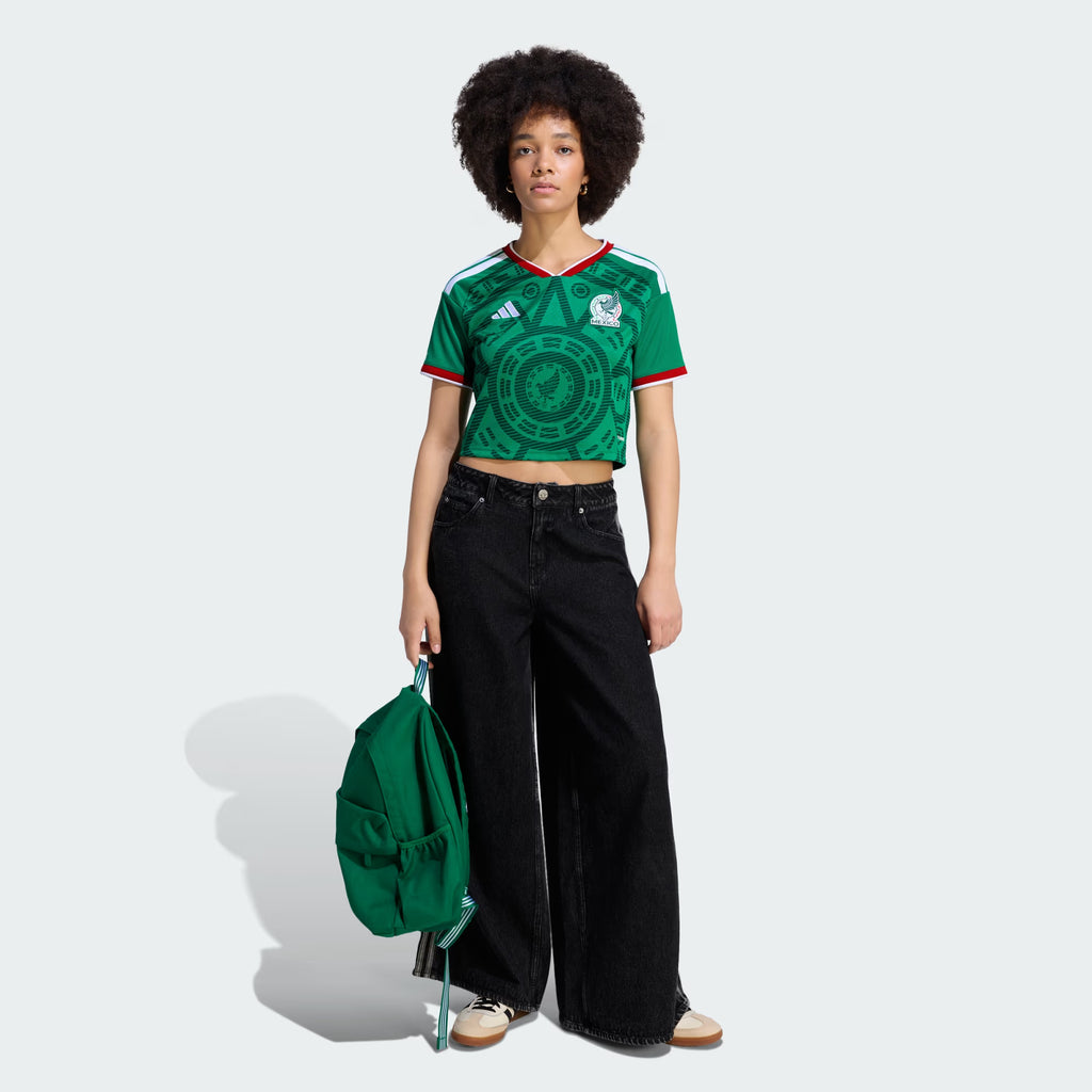 adidas Mexico Home Cropped Womens Soccer Jersey 26 Green