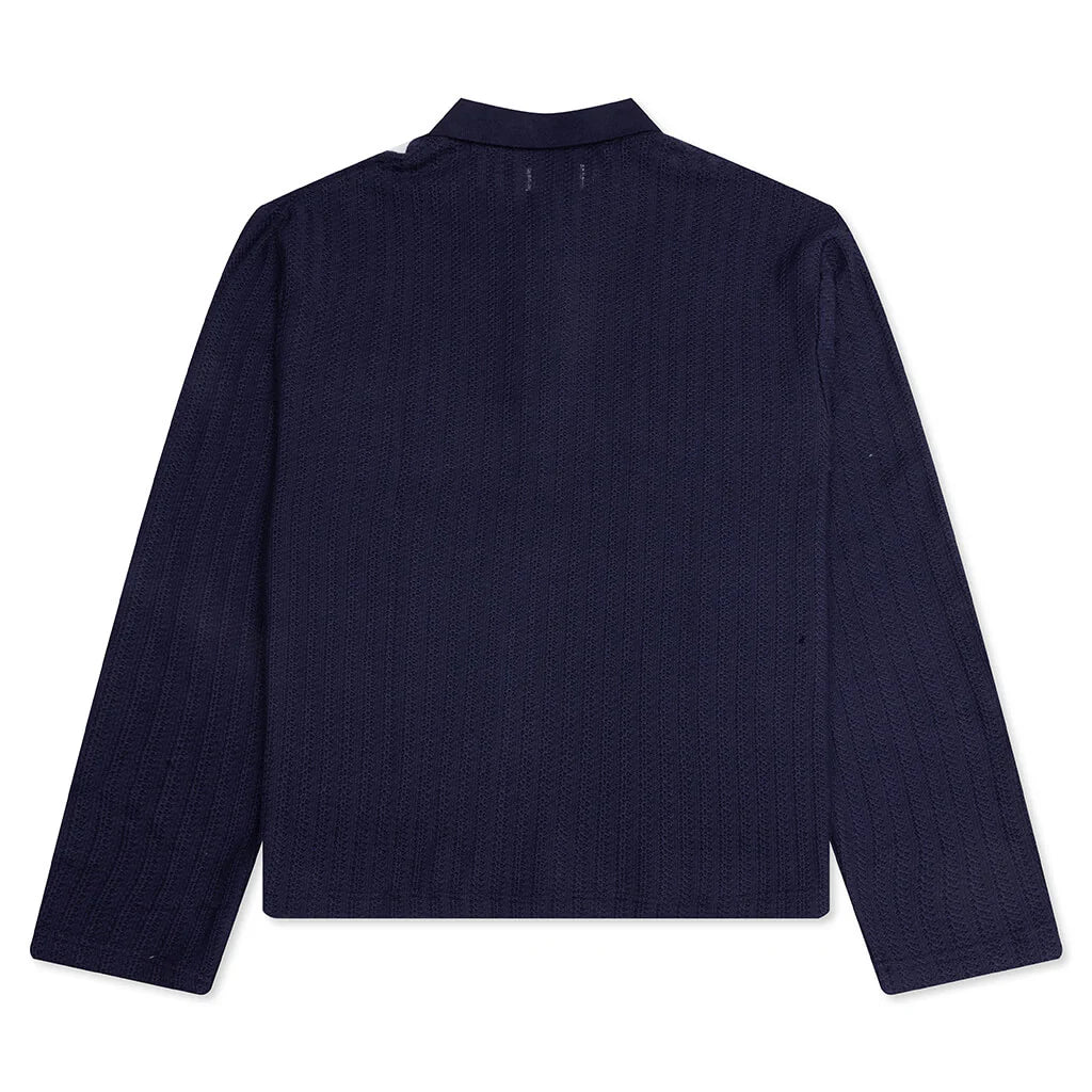 Long Sleeve Knit Polo Navy