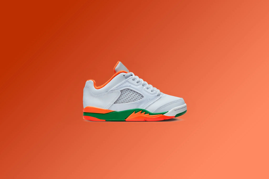 Air Jordan 5 Retro Low PS Football Grey Brilliant Orange Pine Green