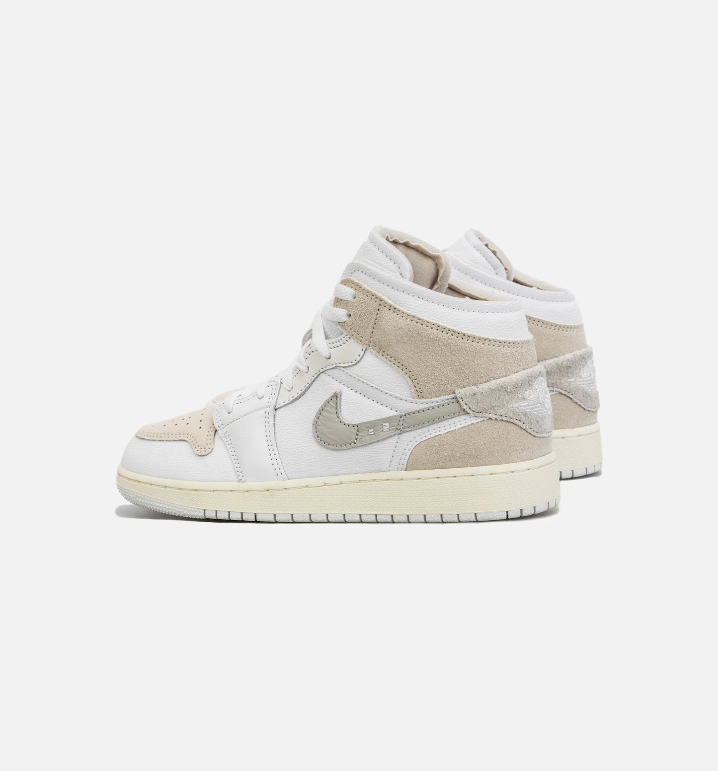 Air Jordan 1 Mid SE Craft Grade School Lifestyle Shoe Grey Beige