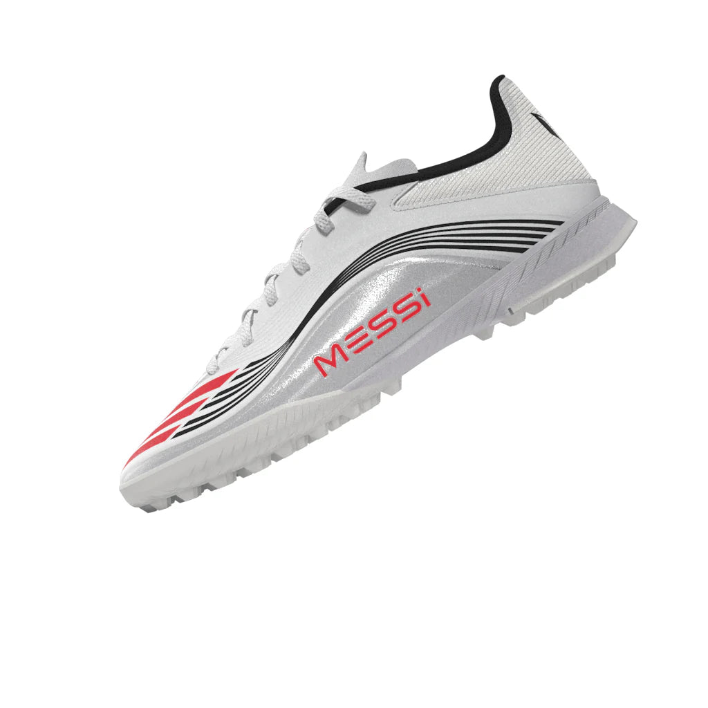 adidas F50 Messi League Turf Youth Soccer Cleats White Red Silver