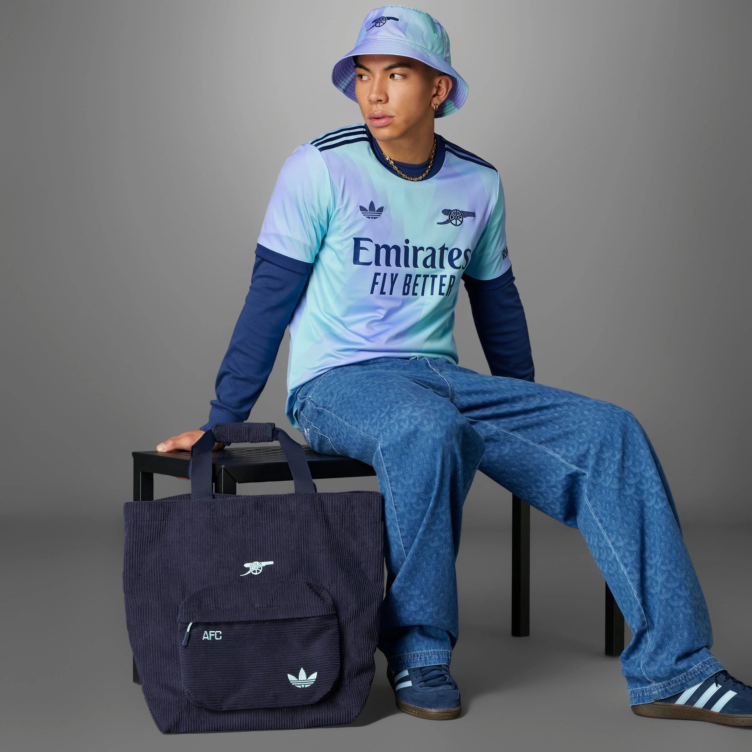 adidas Mens Arsenal Third Jersey 24 25 Aqua Purple