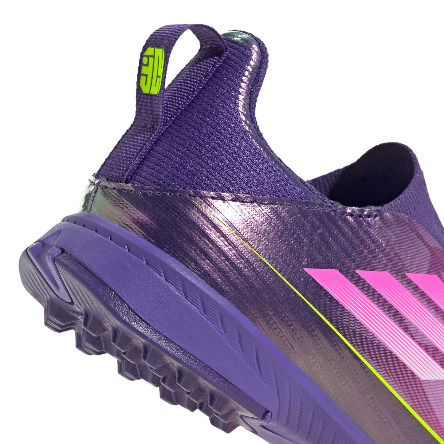 adidas F50 LEAGUE Laceless TF Youth Soccer Cleats Purple White Lemon