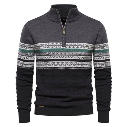 Mens Half Zip Stand Collar Polo Sweater
