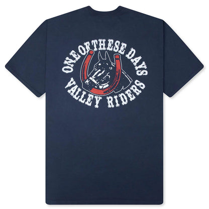 Valley Riders T Shirt Sun Faded Washed Navy