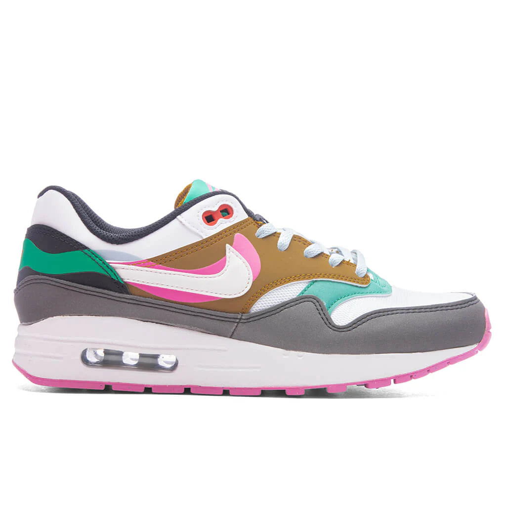 Air Max 1 SE GS Black White Playful Pink Stadium Green
