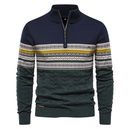 Mens Half Zip Stand Collar Polo Sweater