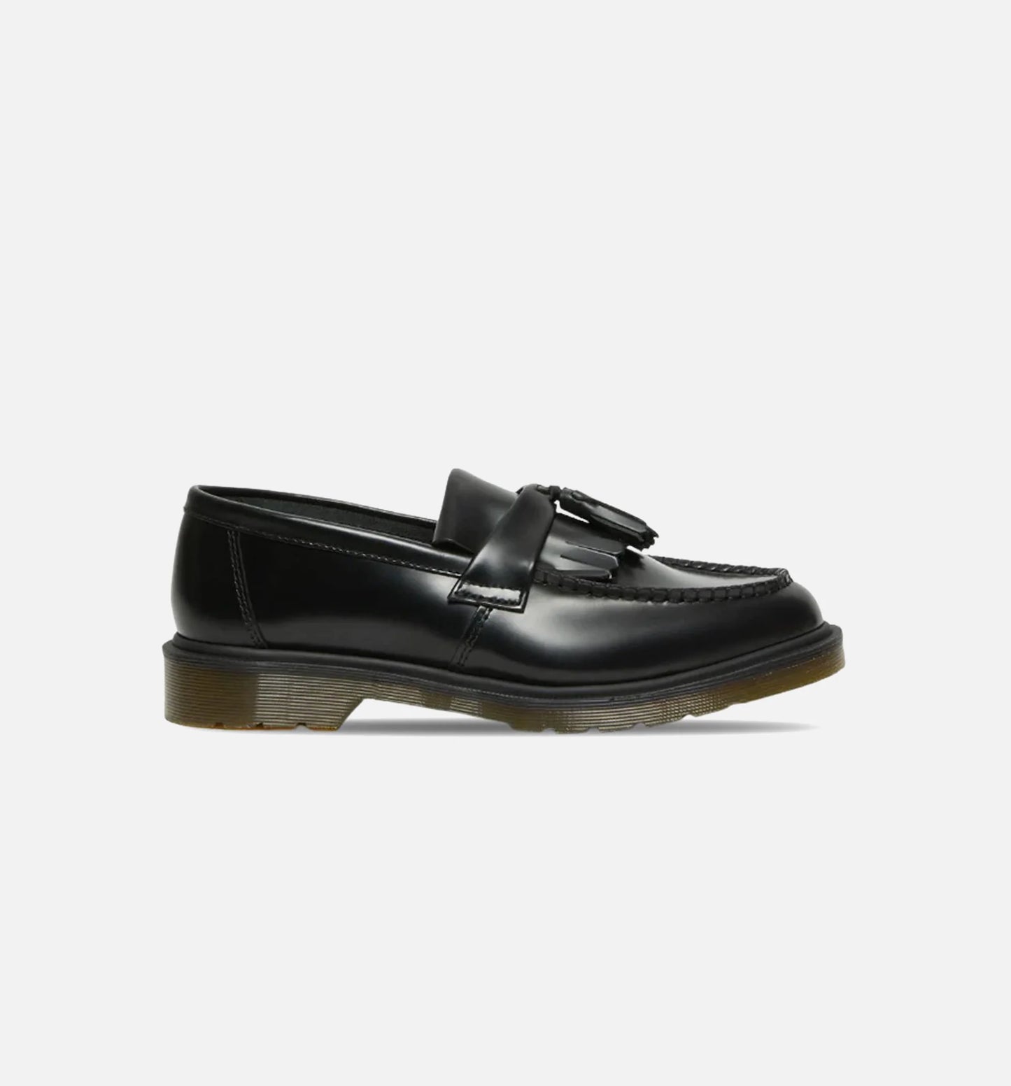 Adrian Yellow Stitch Leather Tassle Mens Loafers Black