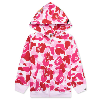 Kids Abc Camo Shark Zip Hoodie Pink