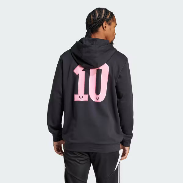 adidas Messi NameNumer Graphic Mens Soccer Hoodie Black Pink