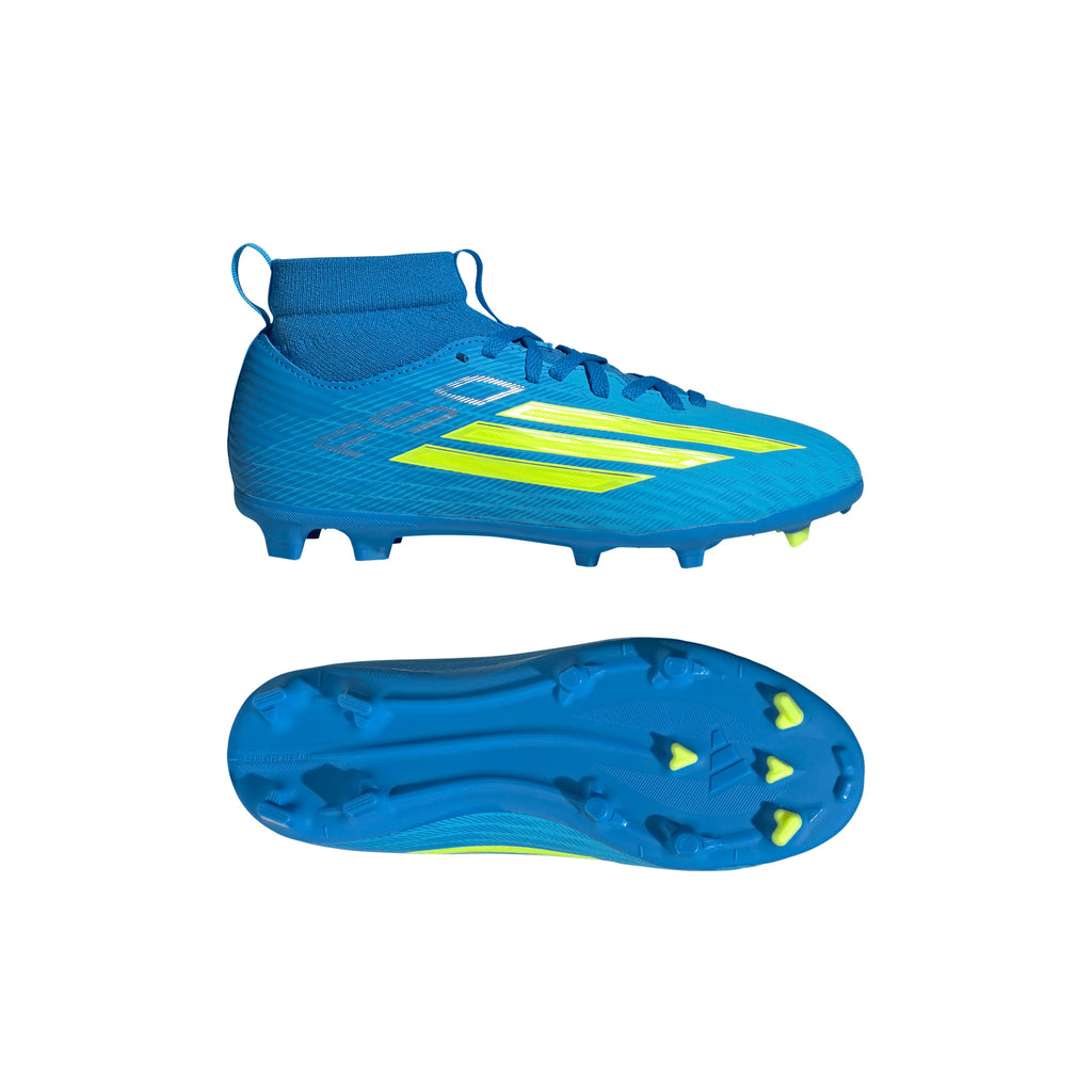 adidas F50 League Mid Cut FG MG Firm Ground Multi Ground Youth Soccer Cleats Blue Yellow Aqua