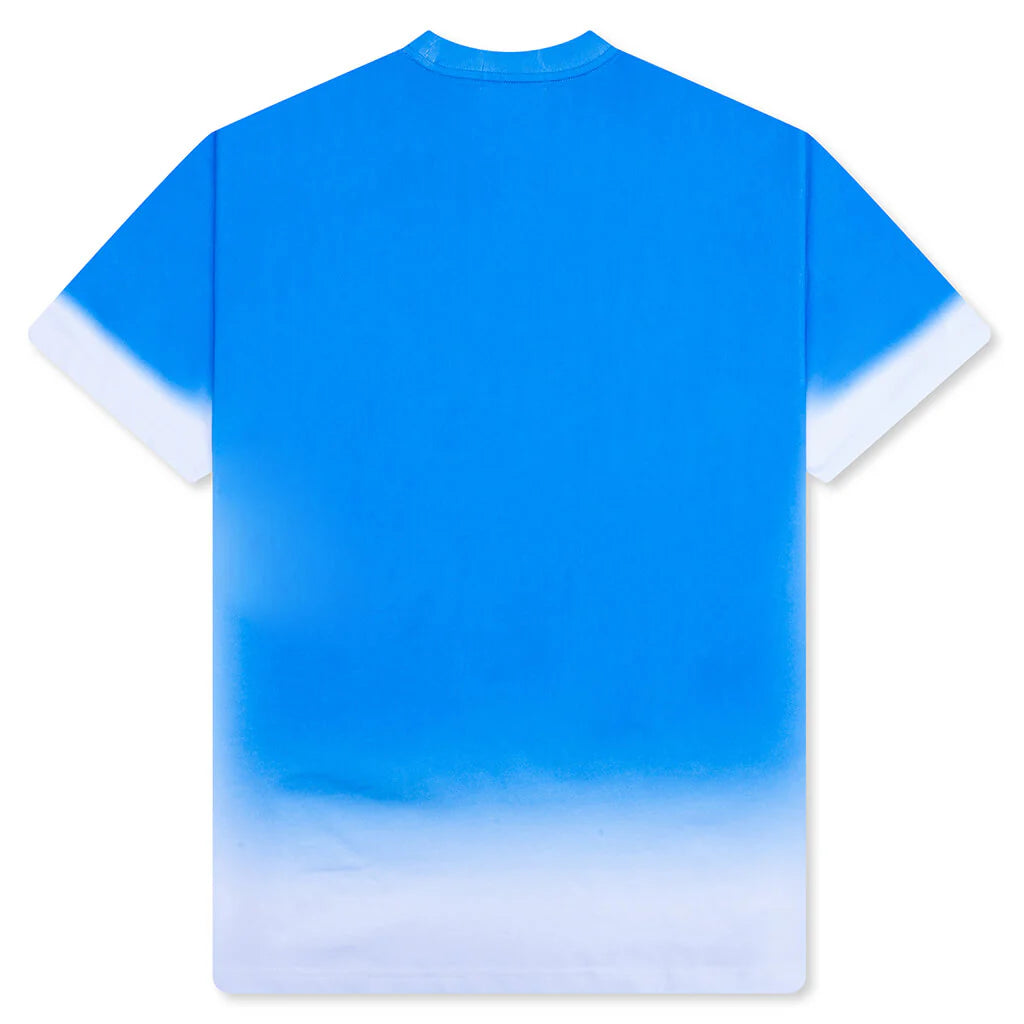 Spray Print Bathing Ape Logo Relaxed Fit Tee Blue