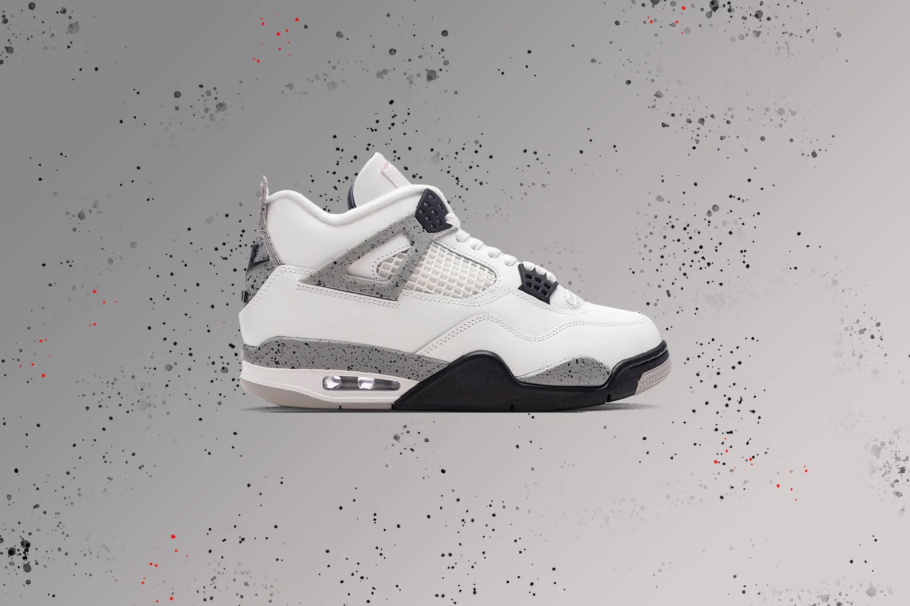 Air Jordan 4 Retro White Cement Summit White Fire Red Cement Grey Black
