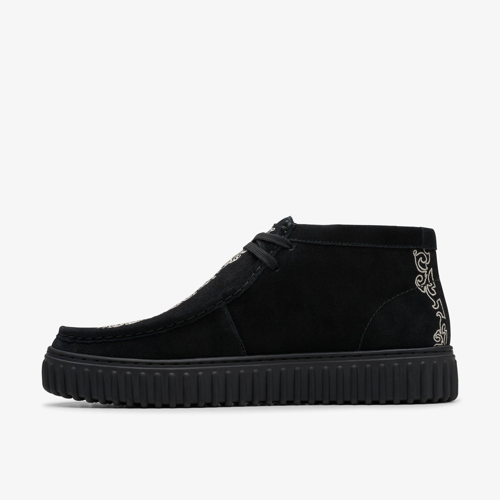 CLARKS X PLEASURES TORNHILL WOVEN BLACK SUEDE