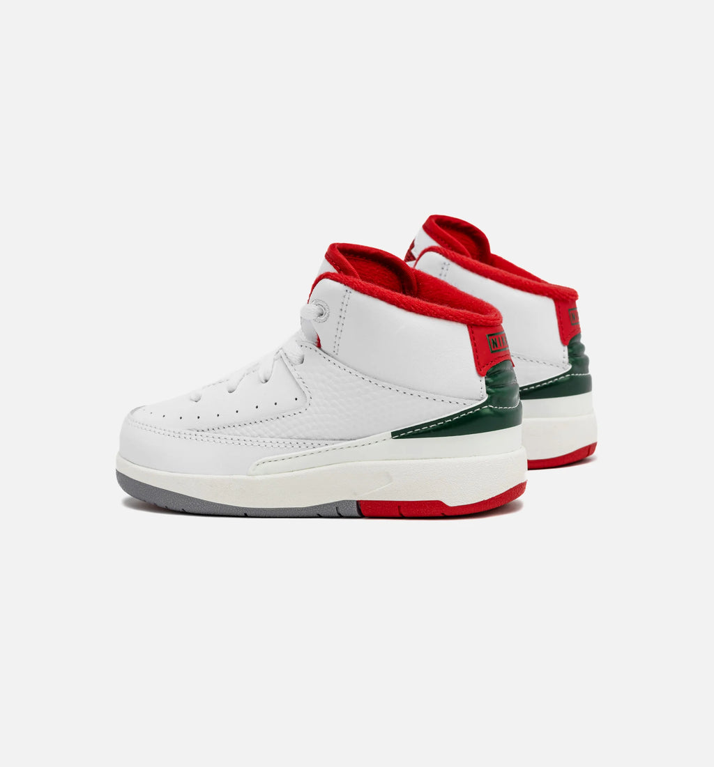 Air Jordan 2 Retro Italy Infant Toddler Lifestyle Shoe Black Fire Red Sail Cement Grey
