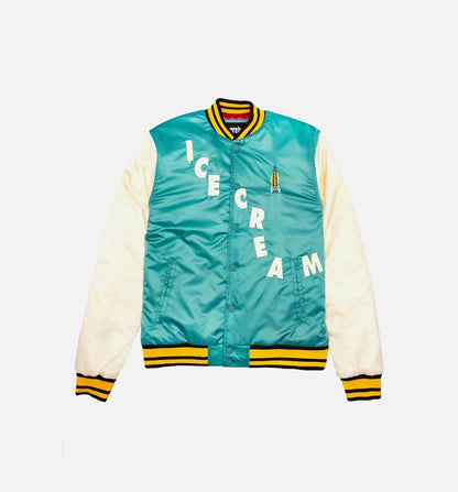 Retro Mens Varsity Jacket Teal Multi