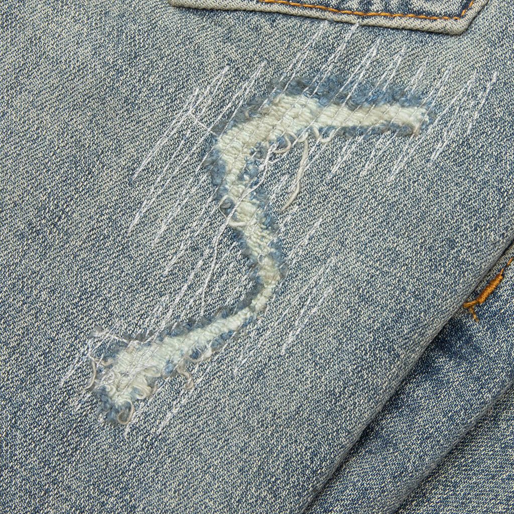 P001 Vintage Repair Denim Pants Light Indigo