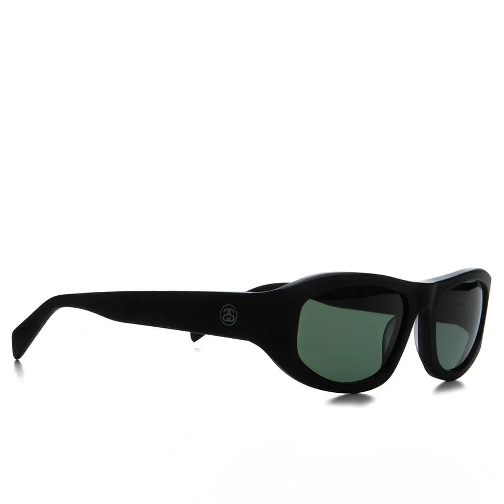 Landon Sunglasses Matte Black Green Lens