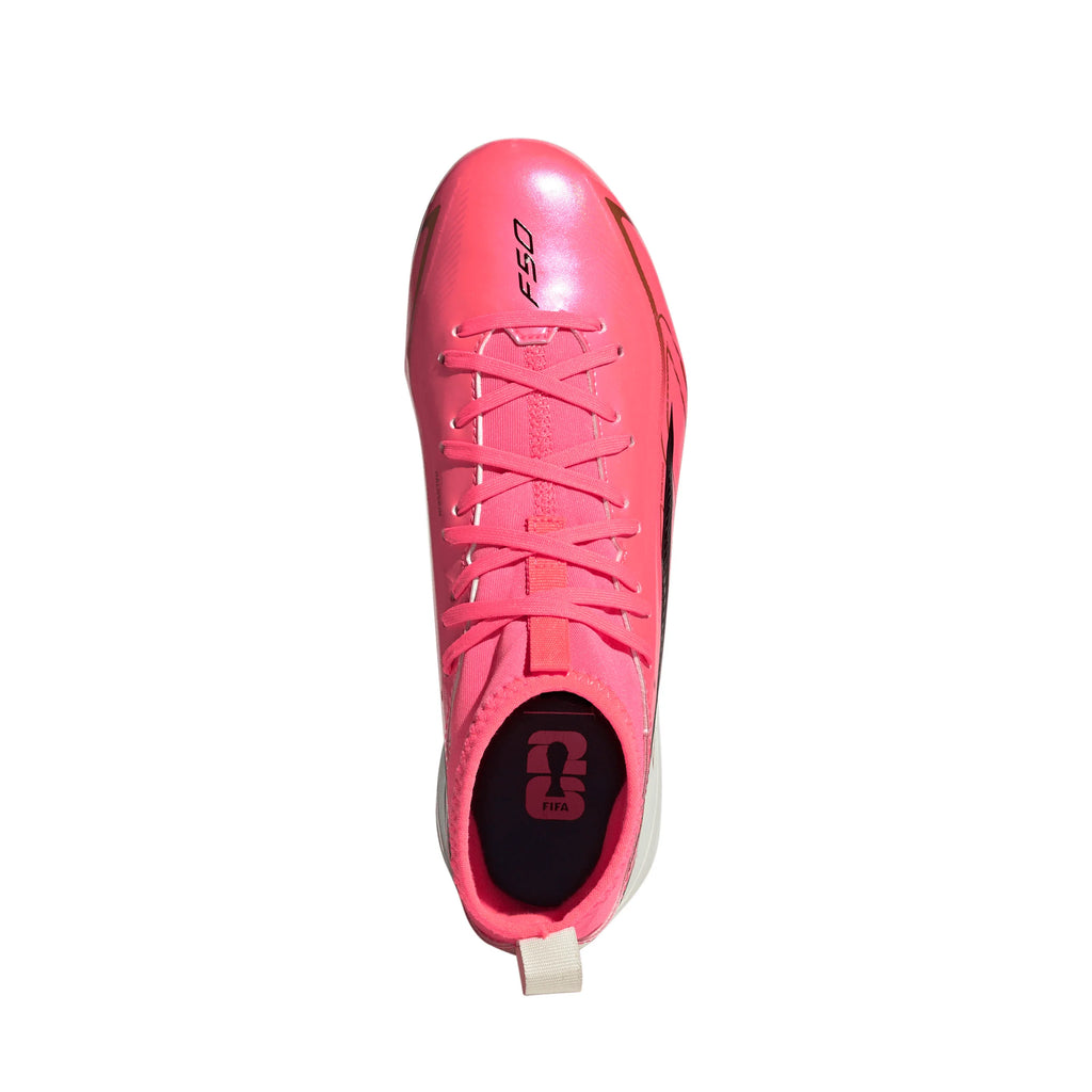 adidas F50 Hyperfast League Mid Firm Ground Youth Soccer Cleats Turquesa Black Gold