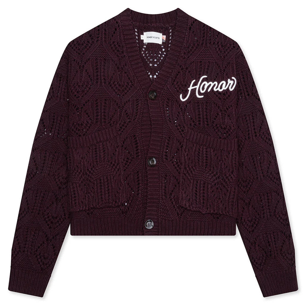 Cable Cardigan Berry