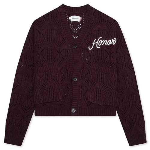 Cable Cardigan Berry