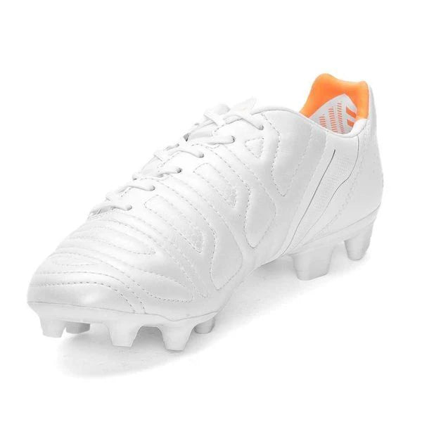 PUMA Evopower 12 Leather FG Firm Ground Soccer Cleats White Metallic White Fluo Orange