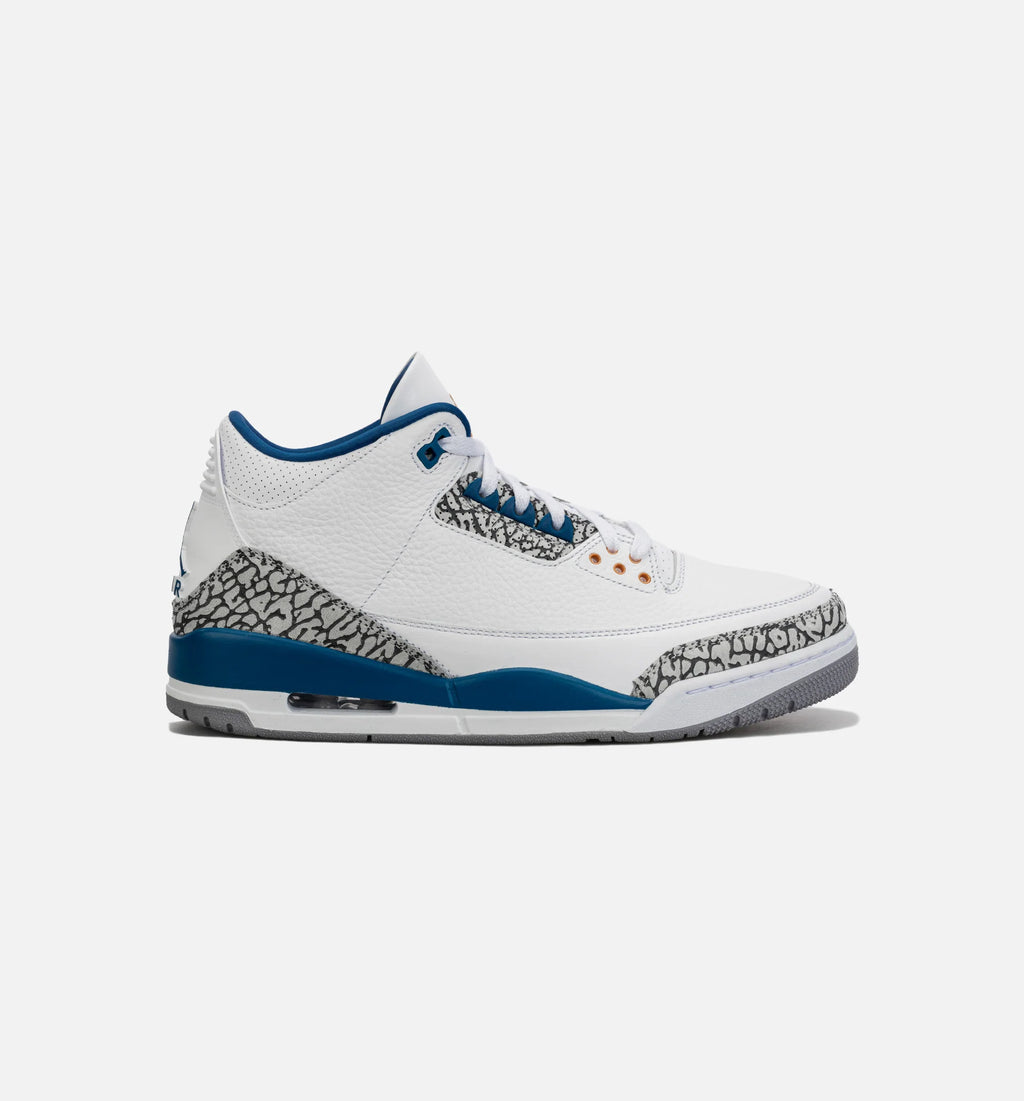 Air Jordan 3 Retro Wizards True Blue Mens Lifestyle Shoe White Blue