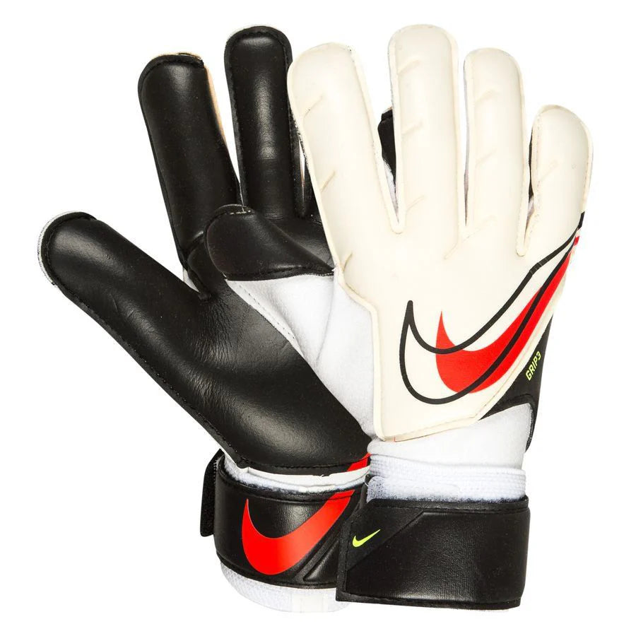 Nike Grip3 Goalkeeper Gloves White Black Bright Crimson