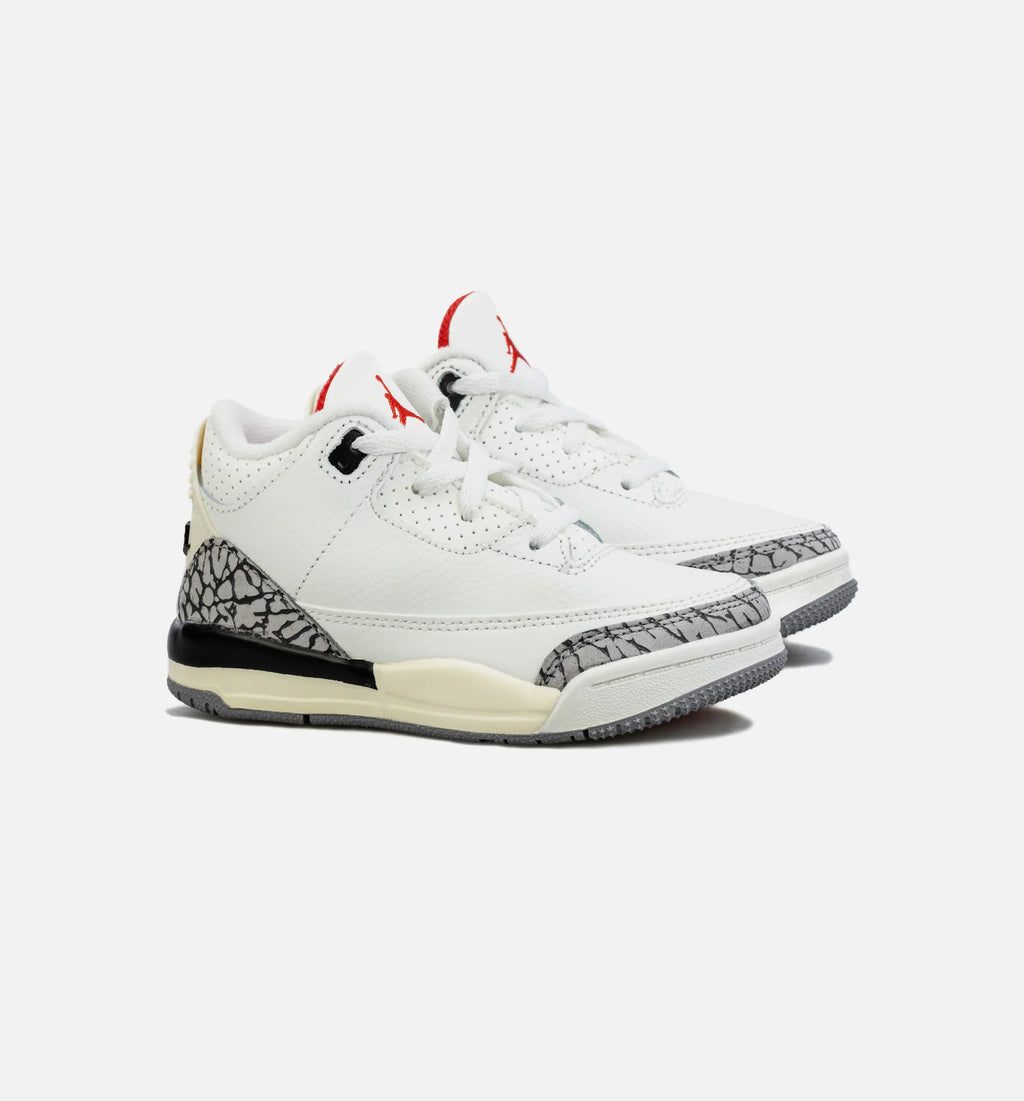 Air Jordan 3 Retro White Cement Reimagined Infant Toddler Lifestyle Shoe White Red Grey