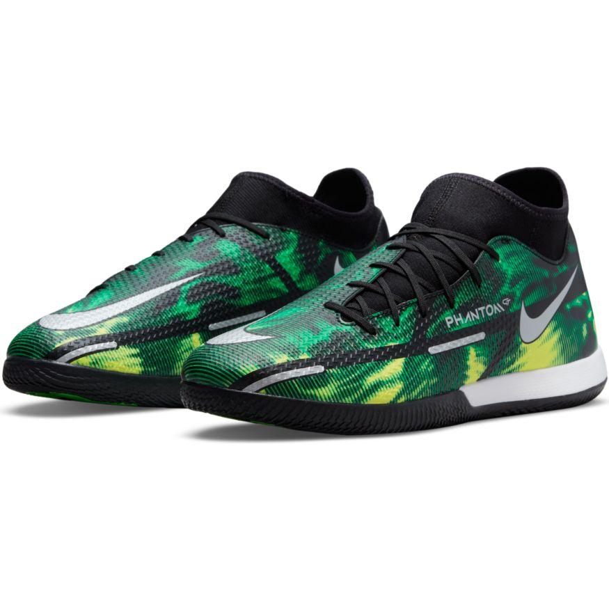 Nike Phantom GT2 Academy D IC Indoor Soccer Shoes Black Platinum Green Strike