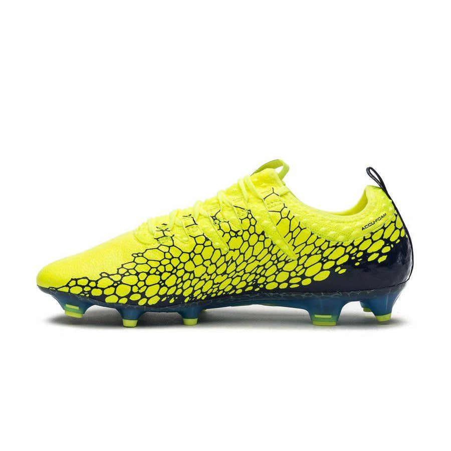 PUMA Evopower Vigor 1 Graphic FG Firm Ground Soccer Cleats Safety Yellow Silver