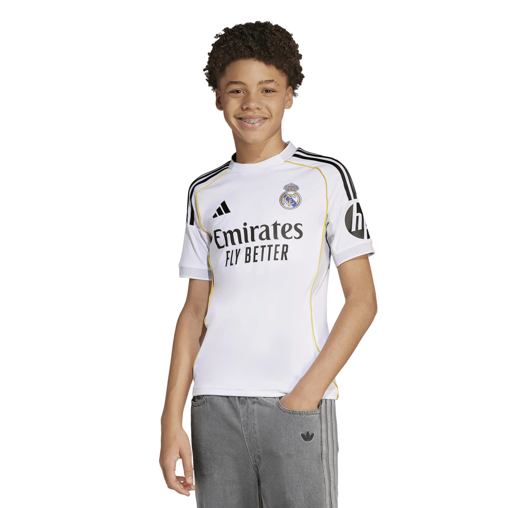 adidas Real Madrid Home Youth Soccer Jersey 25 26 White