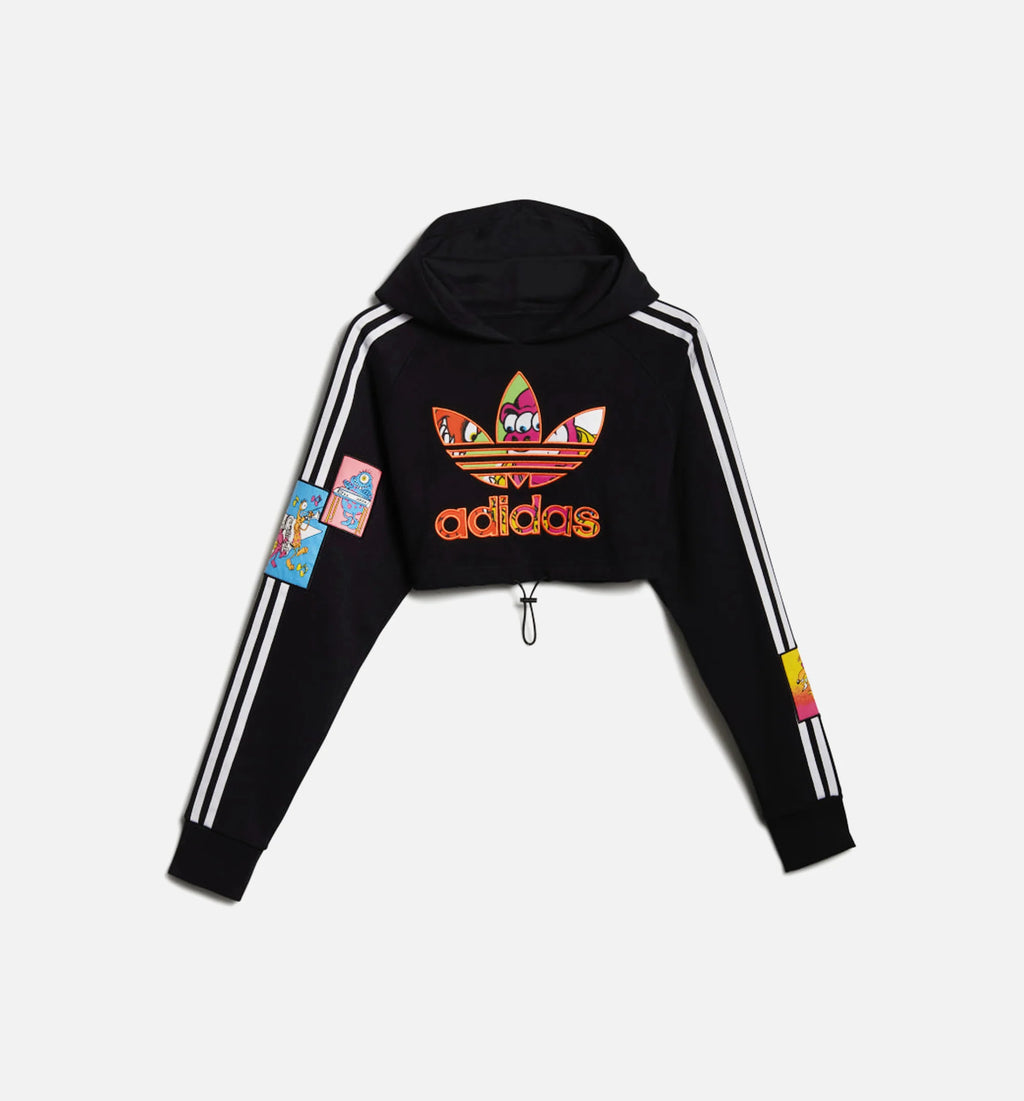Jeremy Scott Cropped Hoodie Womens Hoodie Black Multi